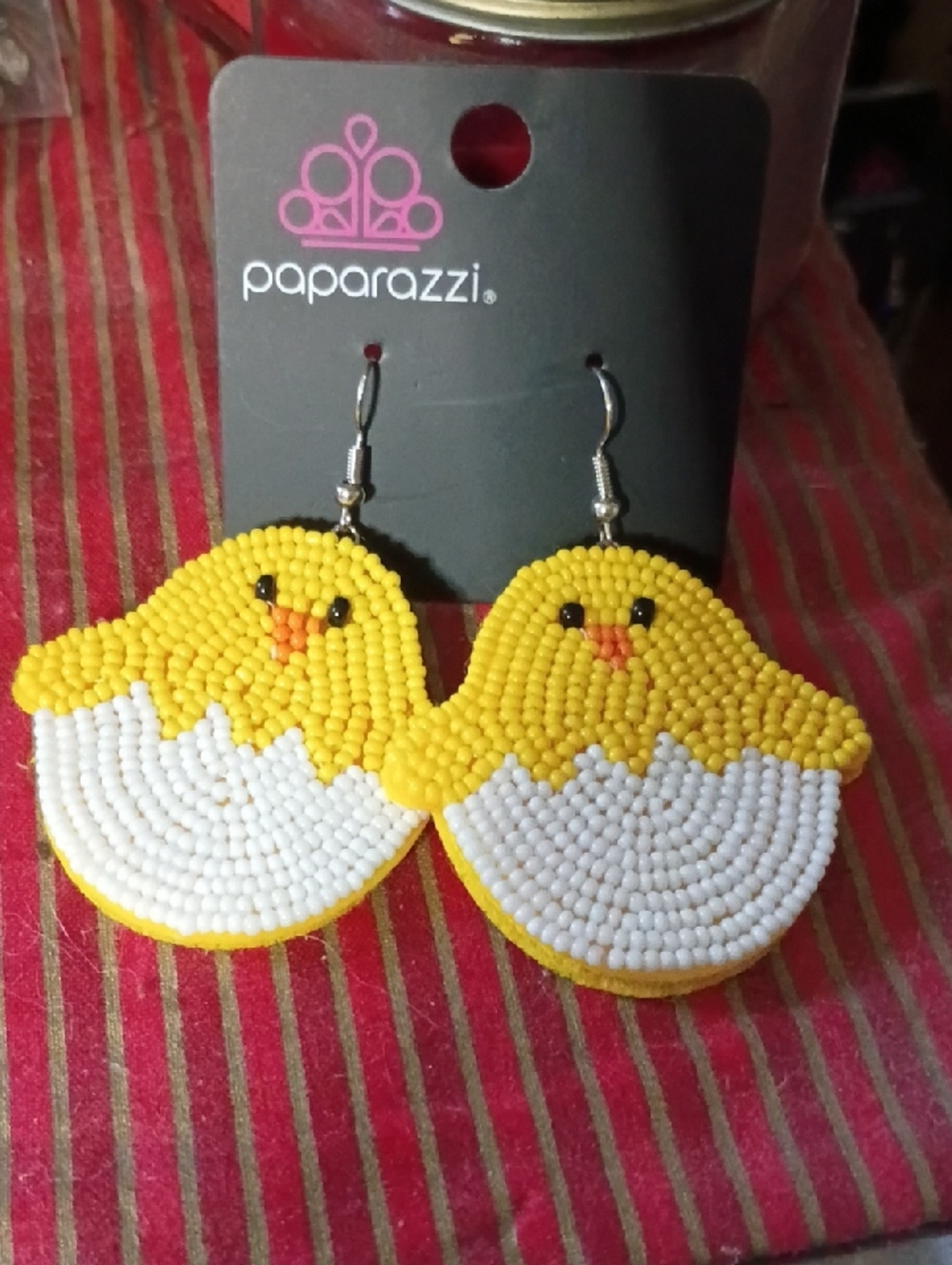 paparazzi Yellow and White Chick Bead Dangle Earrings